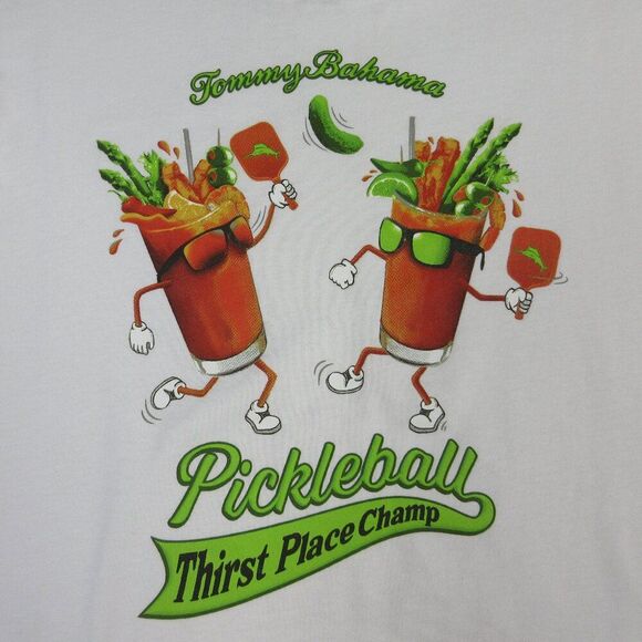 TOMMY BAHAMA Pickleball Thirst Place Champ T-Shirt Mens Small White Cotton 2 NWT - Picture 9 of 11